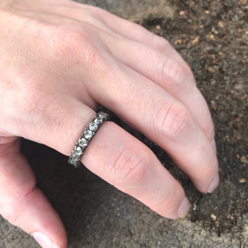synthetic diamond sterling ring